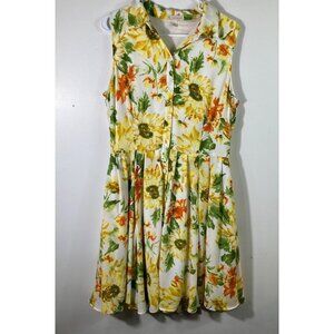 Womens Vintage db Fit‎ & Flare Collared Floral Lined Dress